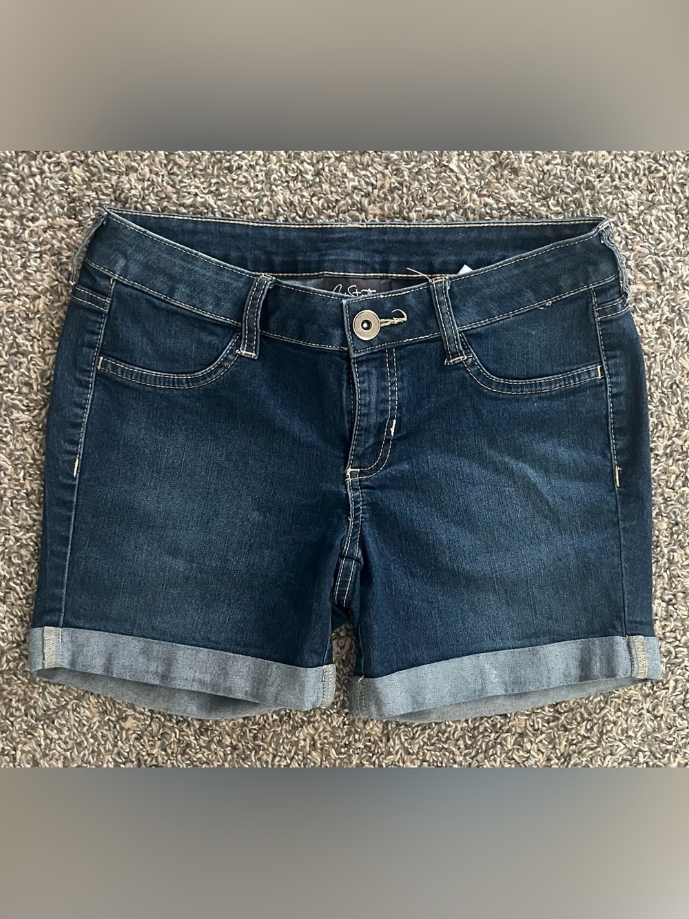 City Streets Cuffed Jean Shorts, Sz 5, Y2K